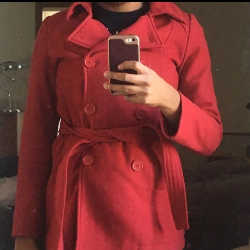 Red Winter Peacoat